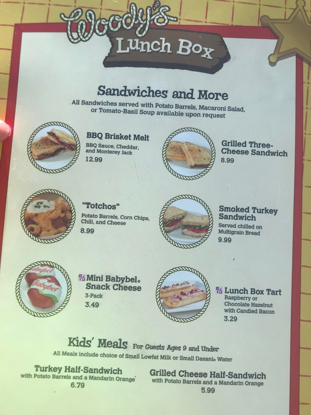 woodys lunchbox menu