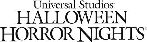 Logo for Universal Studios' Halloween Horror Nights featuring bold black text on a white background.